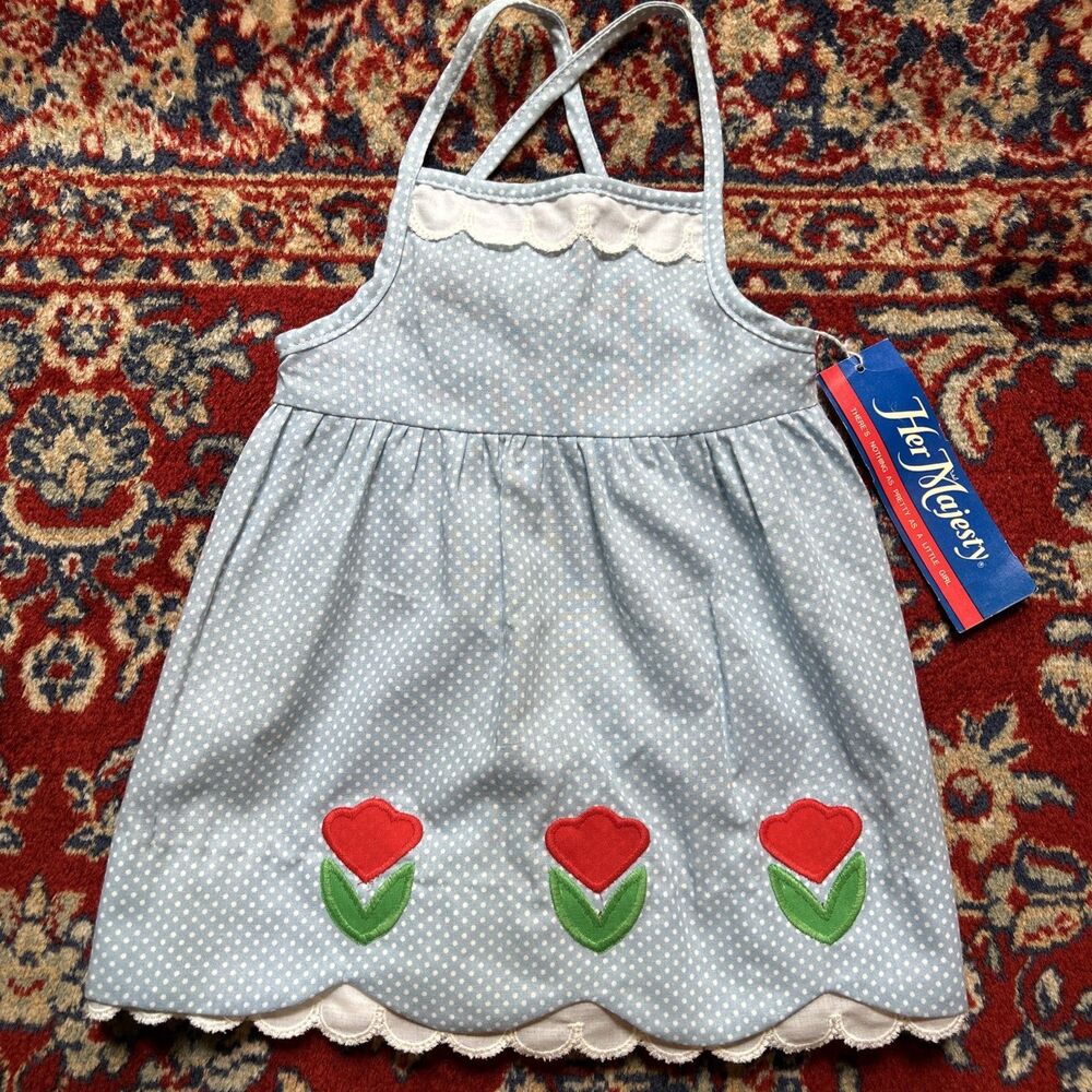 Her Majesty Dress Girls Size 2T Colorful Sleeveless VTG USA Made 80s Boho NWT